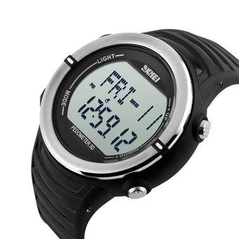 Skmei 1111 Sports Digital Watch with Pedometer Heart Rate Function Water Resistant (Silver) - Intl  