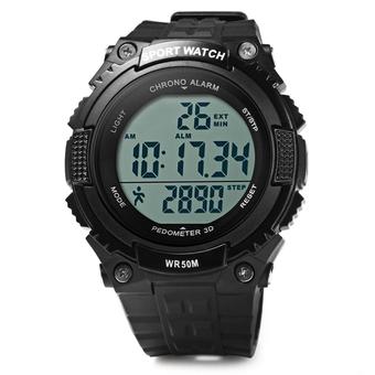 Skmei 1112 Multifunctional 3D Pedometer Male Wristwatch Black (Intl)  