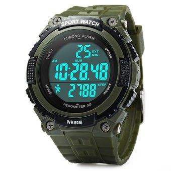 Skmei 1112 Multifunctional 3D Pedometer Male Wristwatch with PU Band (Green) - Intl  