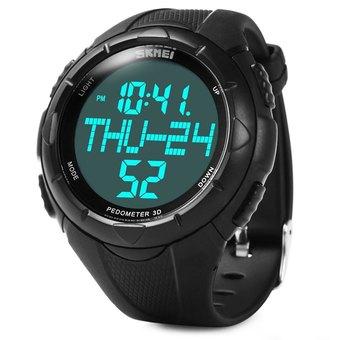 Skmei 1122 Sports Men Watch with Pedometer 3D Function 5ATM Water Resistant (BLACK) - Intl  