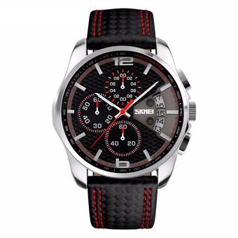 Skmei 9106 Sports Watches Men's Quartz Hour Date Clock Man Leather Strap Waterproof Wristwatch - Intl  