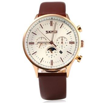 Skmei 9117 Men Quartz Watch Sports Wristwatch Leather Band Calendar - Intl  