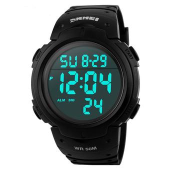 Skmei Brand Men Sports 50M Waterproof Digital LED Military Swim Alarm Outdoor Casual Watch (Black) (Intl)  