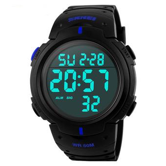 Skmei Brand Men Sports 50M Waterproof Digital LED Military Swim Alarm Outdoor Casual Watch(Blue) (Intl)  