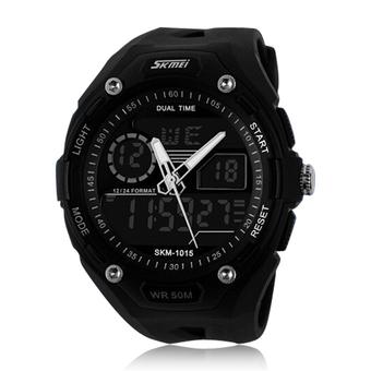 Skmei Men Sport Digital Watches LED Rubber Strap Waterproof Watches (Black) (Intl)  