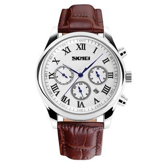 Skmei three six-pin personality belt watch fashion business waterproof watch male table (Intl)  
