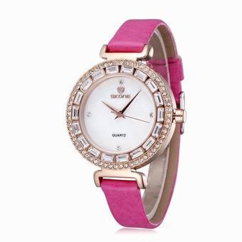 Skone Fashion Women Watches Luxury Brand Ladies Dress Quartz Watch Bracelet wristwatches Rhinestone waterproof christmas gift(Rose gold) (Intl)  