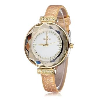 Skone Women Luxury Big Round Dial Gold Watch (Yellow)  