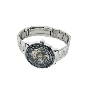 Stainless Steel Self-Winding Mechanical Tachometer Wristwatch(Black + Silver)  