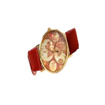 Sunweb Leather Alloy Vintage Analog Quartz Watches Wristwatch(Red)  
