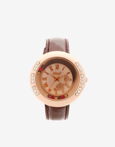 Super Watch Disco Pearl and Flower Analog Watch - Cokelat