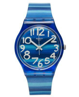 Swatch GN237 jam tangan remaja karet 34mm-biru