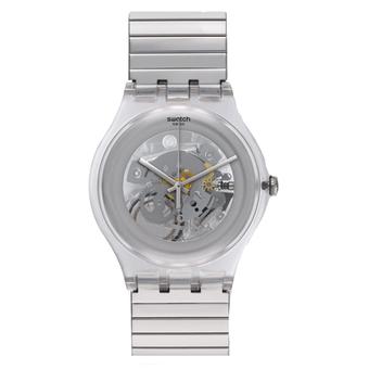 Swatch - Jam Tangan Pria - Bening-Putih - Stainless Steel - SUOK105FA  