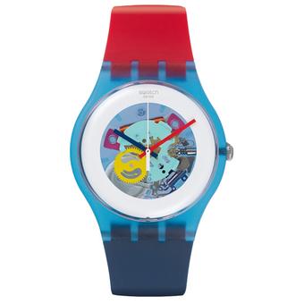 Swatch - Jam Tangan Wanita - Biru-Putih - Rubber Biru Merah - SUOS101  