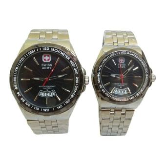 Swiss Army Couple Watch - Stainlesstell Strap - SA1983ML - Silver Black  