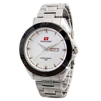 Swiss Army Jam Tangan Pria – Leather stainless steel - SA 2997W Silver L  