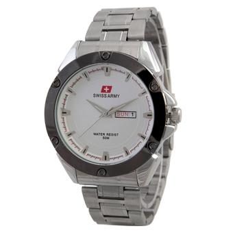 Swiss Army Jam Tangan Pria - Stainless Still - Silver Plat Putih - SA7484  