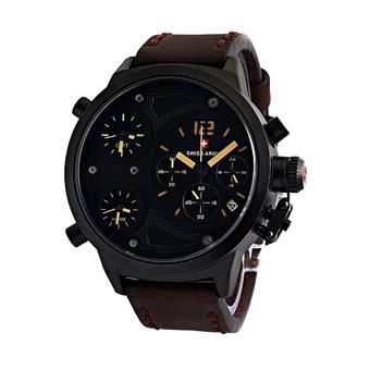 Swiss Army Jam Tangan Pria – Triple Time - leather Strap - SA 3976H - Coklat Tua  