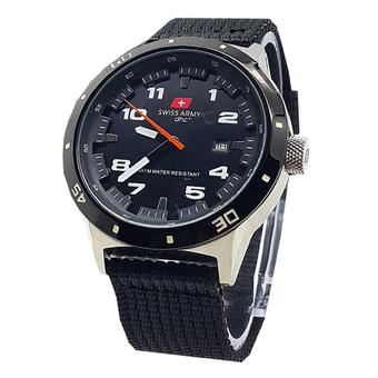Swiss Army Original Jam tangan Pria - Kanvas Strap - SA 4122 - Full Hitam  