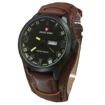Swiss Army Sayap Jam Tangan Pria - Leather Strap - Brown - SA 1214 DBY  