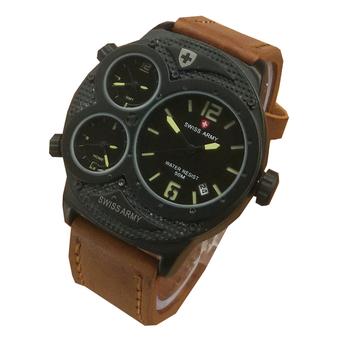 Swiss Army Watch Jam Tangan Pria - Cokelat - TripleTime - Tali kulit - SA6619  