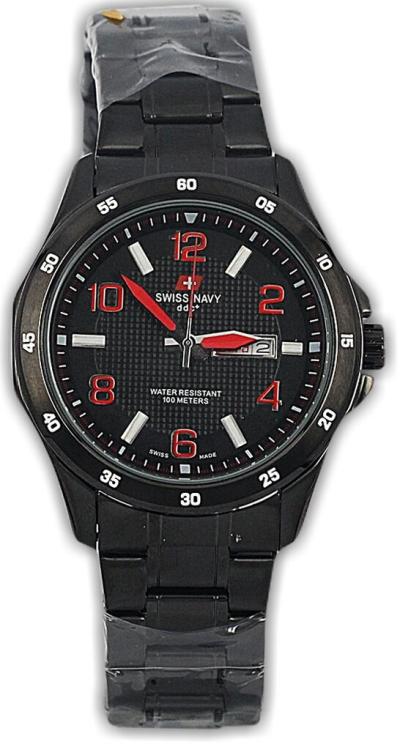 Swiss navy 5860Mb jam tangan pria stainles dial red 42mm - Hitam
