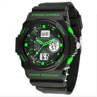 Synoke 66866 Men Watch Outdoor Sports Digital Watch Waterproof 50m with LED Backlight Green  