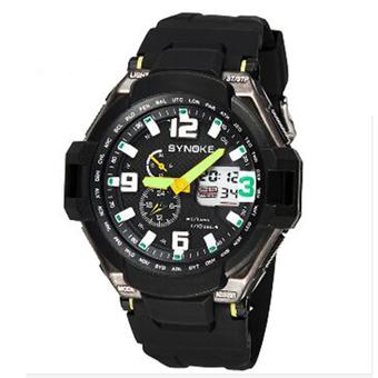 Synoke 67606 50m Waterproof Wristwatches Sport Men Watch with LED Display Green  