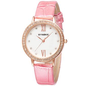 Synoke Genuine Leather Crystal Diamonds for Women Watch ss5201_Pink (Intl)  