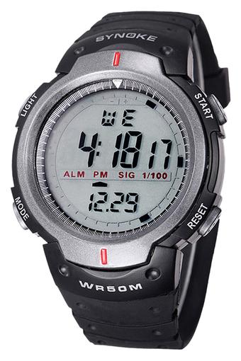 Synoke Waterproof Sports Men's Black Plastic Strap Watch UF-WSN023B  