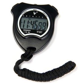 TF307 Single Row 2 Memories LCD Electronic Stopwatch with Alarm Date Function(Black)  