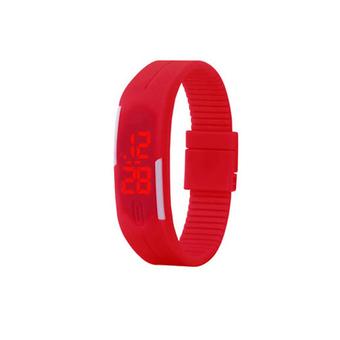 The Roman Mens Womens Rubber LED Watch (Red) (Intl)  