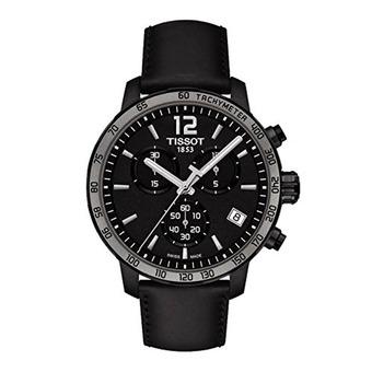 Tissot Quickster Chronograph Black Dial Black Leather Mens Watch T0954173605702 (Intl)  