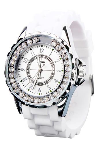 Ufengke Women's White Silicone Strap Watch Uf-Wk052B  