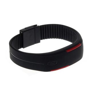 Ultra Thin Men Girl Sports Silicone Digital LED Sports Bracelet Wrist Watch Black (Intl)  