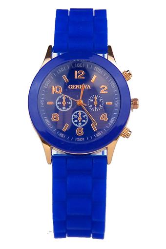 Unisex Blue Geneva Silicone Jelly Gel Quartz Analog Sports Wrist Watch  