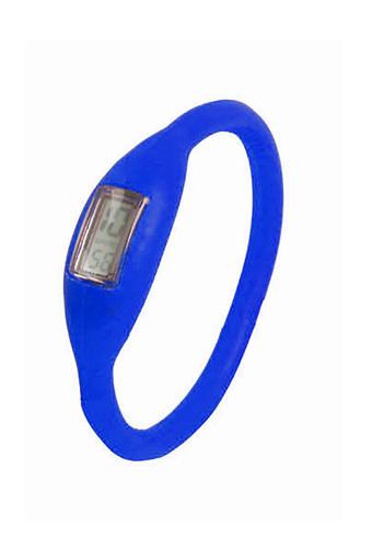 Unisex Blue Sports Digital Silicone Rubber Jelly Anion Bracelet Wrist Watch  
