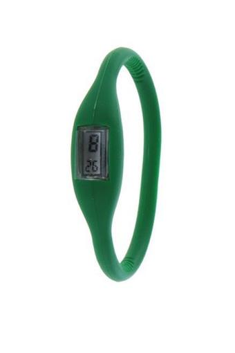 Unisex Green Sports Digital Silicone Rubber Jelly Anion Bracelet Wrist Watch  