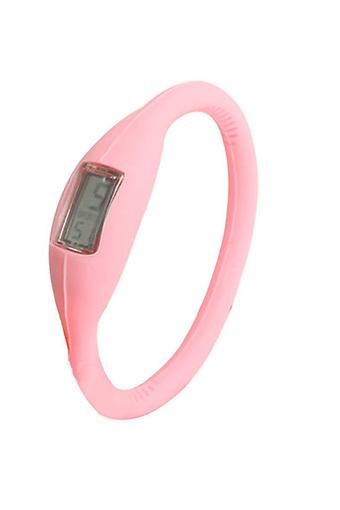 Unisex Pink Sports Digital Silicone Rubber Jelly Anion Bracelet Wrist Watch  