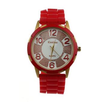 Unisex Silicone Jelly Gel Quartz Analog Sports Wrist Watch (Red)  