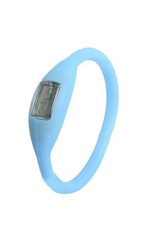 Unisex Skyblue Sports Digital Silicone Rubber Jelly Anion Bracelet Wrist Watch  