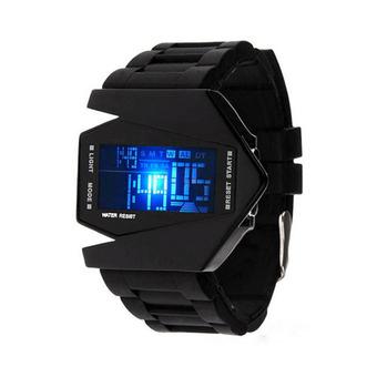 Unisex Waterproof Aircraft Sport Digital Display Wristwatch Watch Black  
