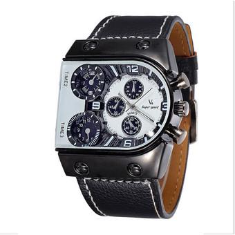 V6 2276 Fashion Men Sports Quartz Leather Strap Watches Black (Intl)  