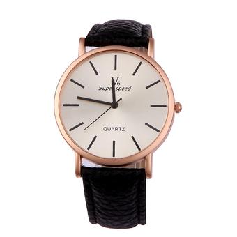 V6 Unisex Quartz Leather Strap Wrist Watch (Black) (Intl)  
