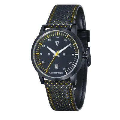Velocitech Leatherette Watch (Black And Yellow) VL-7012-04 - Black