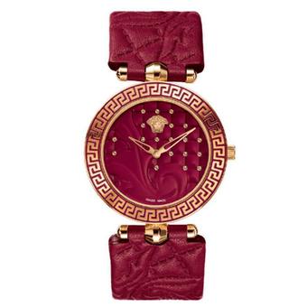 Versace Original Jam Tangan Wanita VK705 0013 Vanitas Rose Gold Ion Plated Leather Strap - Merah  