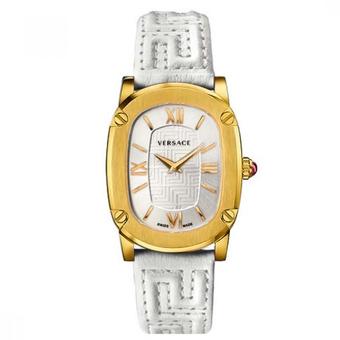 Versace VNB04 0014 Couture Gold PVD Roman White Leather Women's - White Gold  