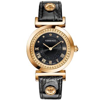 Versace Vanity P5Q80D009 S009 Rose Gold Ion Plated Jam Tangan Wanita – Hitam Gold  
