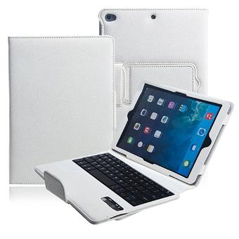Vococal Lychee Grain PU Leather Detachable Bluetooth Keyboard Touchpad Portfolio Stand Case Cover For Apple iPad 6 iPad Air 2 Tablet White  