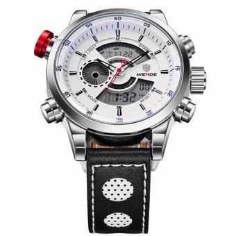 WEIDE Jam Tangan Pria - Leather Strap - Silver – WD3401  